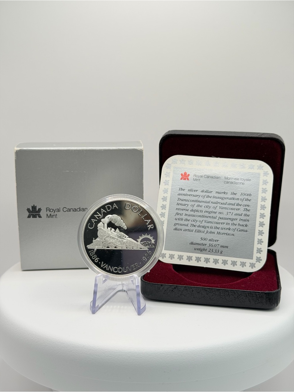 1986 Royal Canadian Mint Vancouver Centennial Proof Silver Dollar Set COA